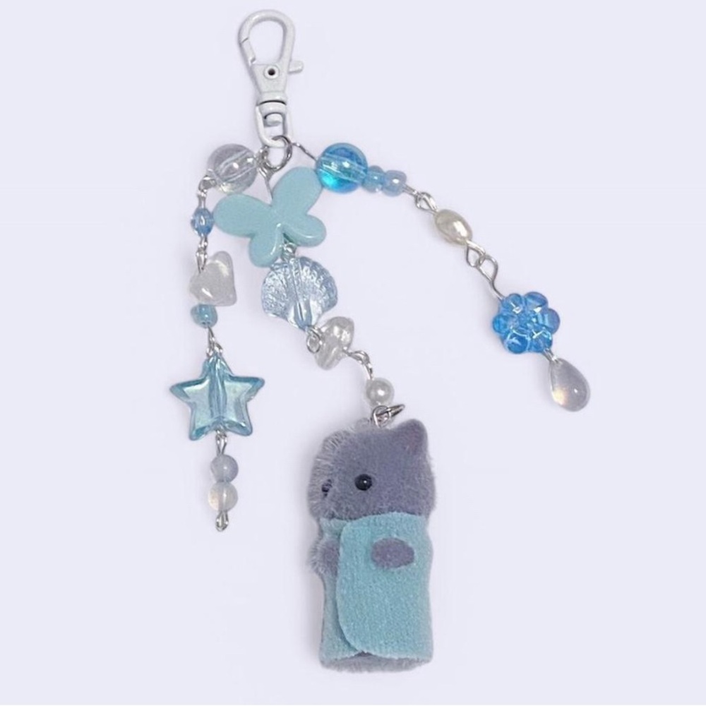 Handmade Calico Critters Keychain with Beads